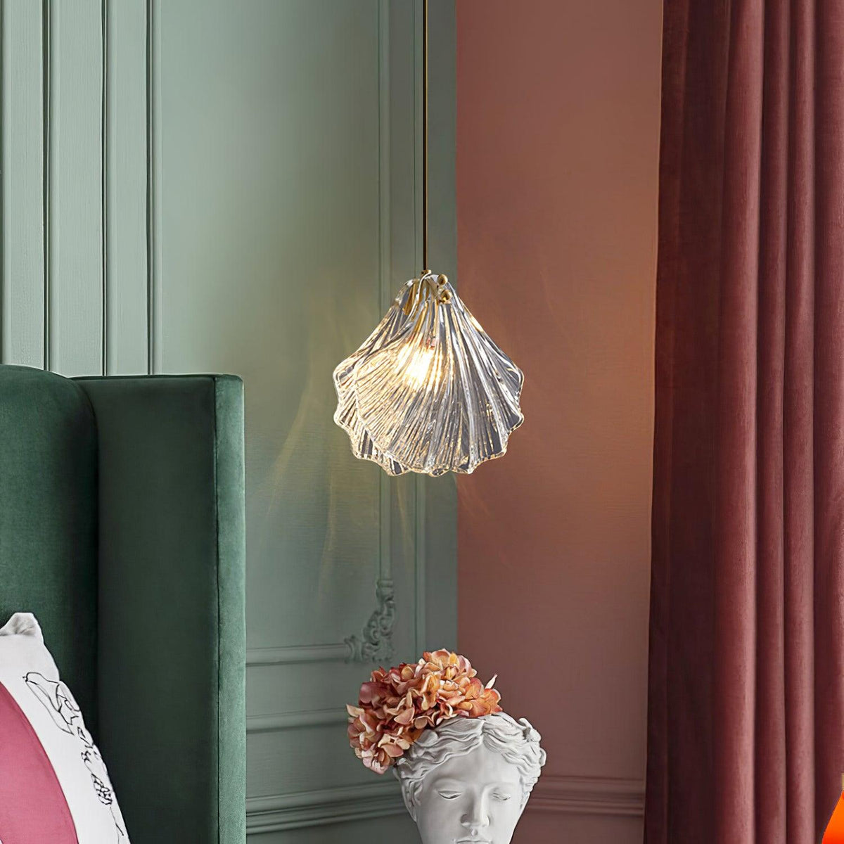 Veliraris Lampe Pendante Mini Swag en Verre Coquillage Art Nordic - Neutralighting