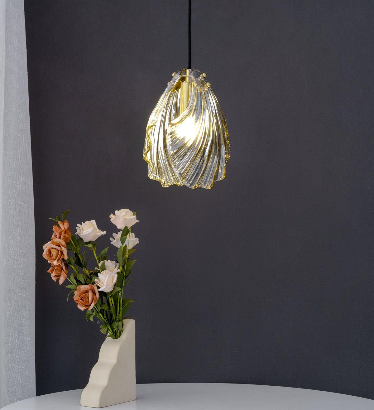Veliraris Lampe Pendante Mini Swag en Verre Coquillage Art Nordic - Neutralighting