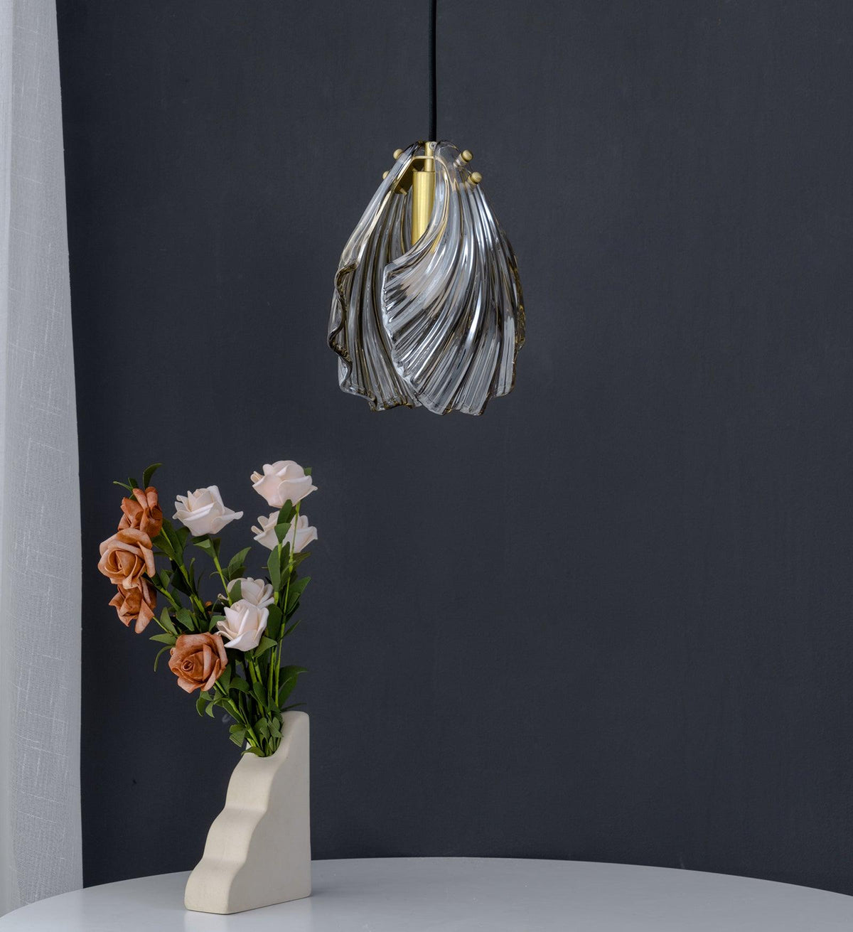 Veliraris Lampe Pendante Mini Swag en Verre Coquillage Art Nordic - Neutralighting