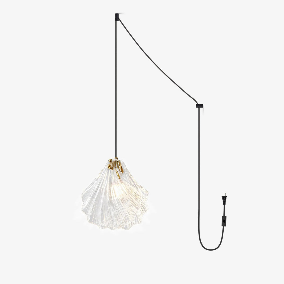 Veliraris Lampe Pendante Mini Swag en Verre Coquillage Art Nordic - Neutralighting
