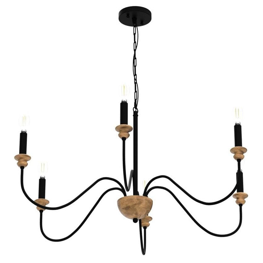 Zalaeira Lustre en Bois et Métal Traditionnel Style Industriel Vintage - Neutralighting
