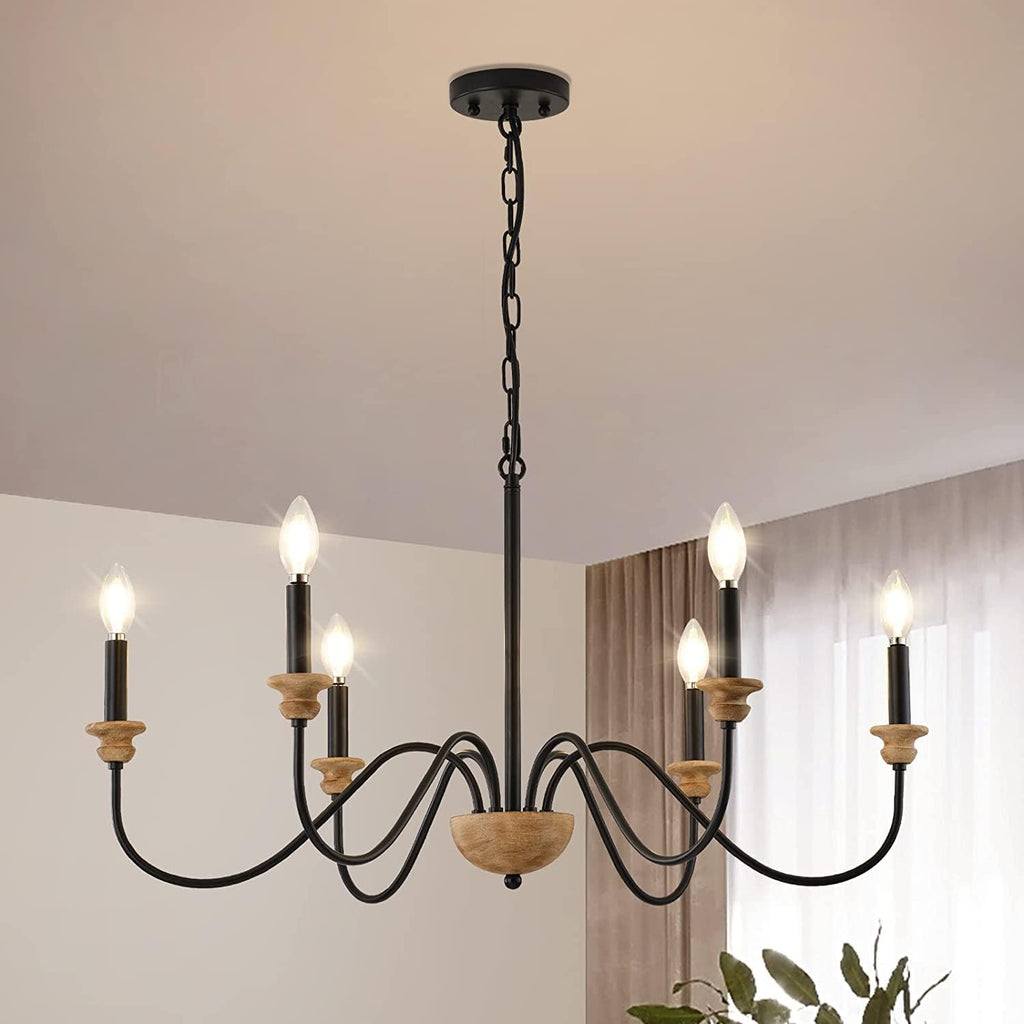 Zalaeira Lustre en Bois et Métal Traditionnel Style Industriel Vintage - Neutralighting