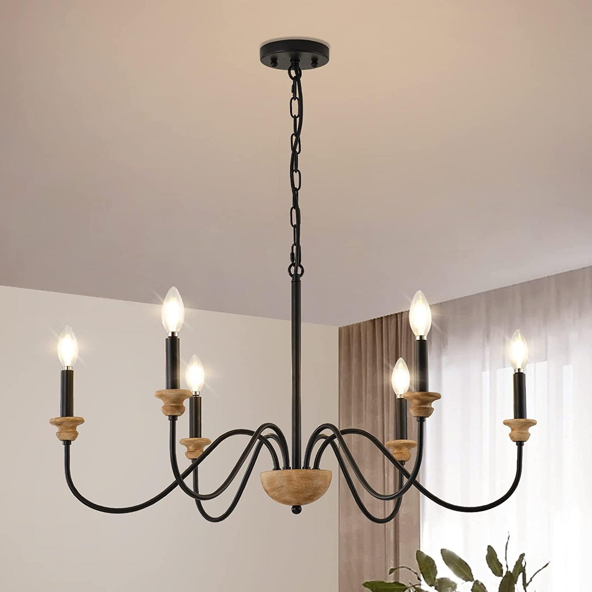 Zalaeira Lustre en Bois et Métal Traditionnel Style Industriel Vintage - Neutralighting