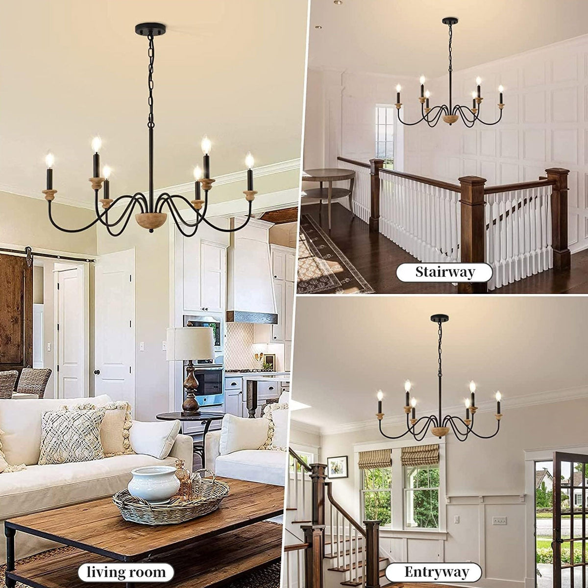 Zalaeira Lustre en Bois et Métal Traditionnel Style Industriel Vintage - Neutralighting