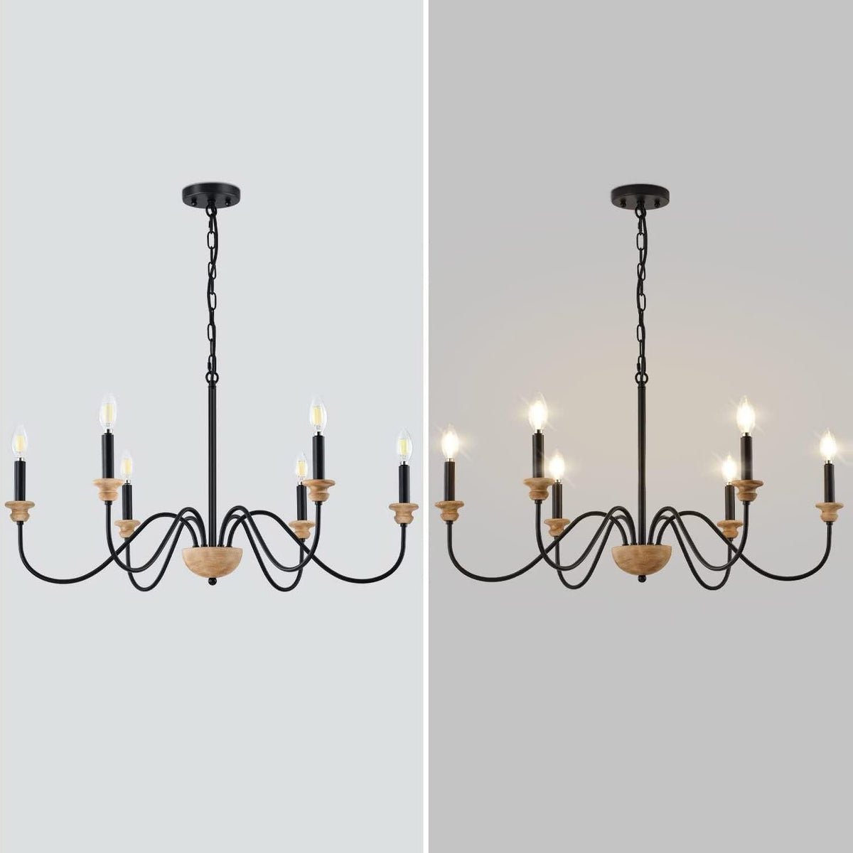 Zalaeira Lustre en Bois et Métal Traditionnel Style Industriel Vintage - Neutralighting