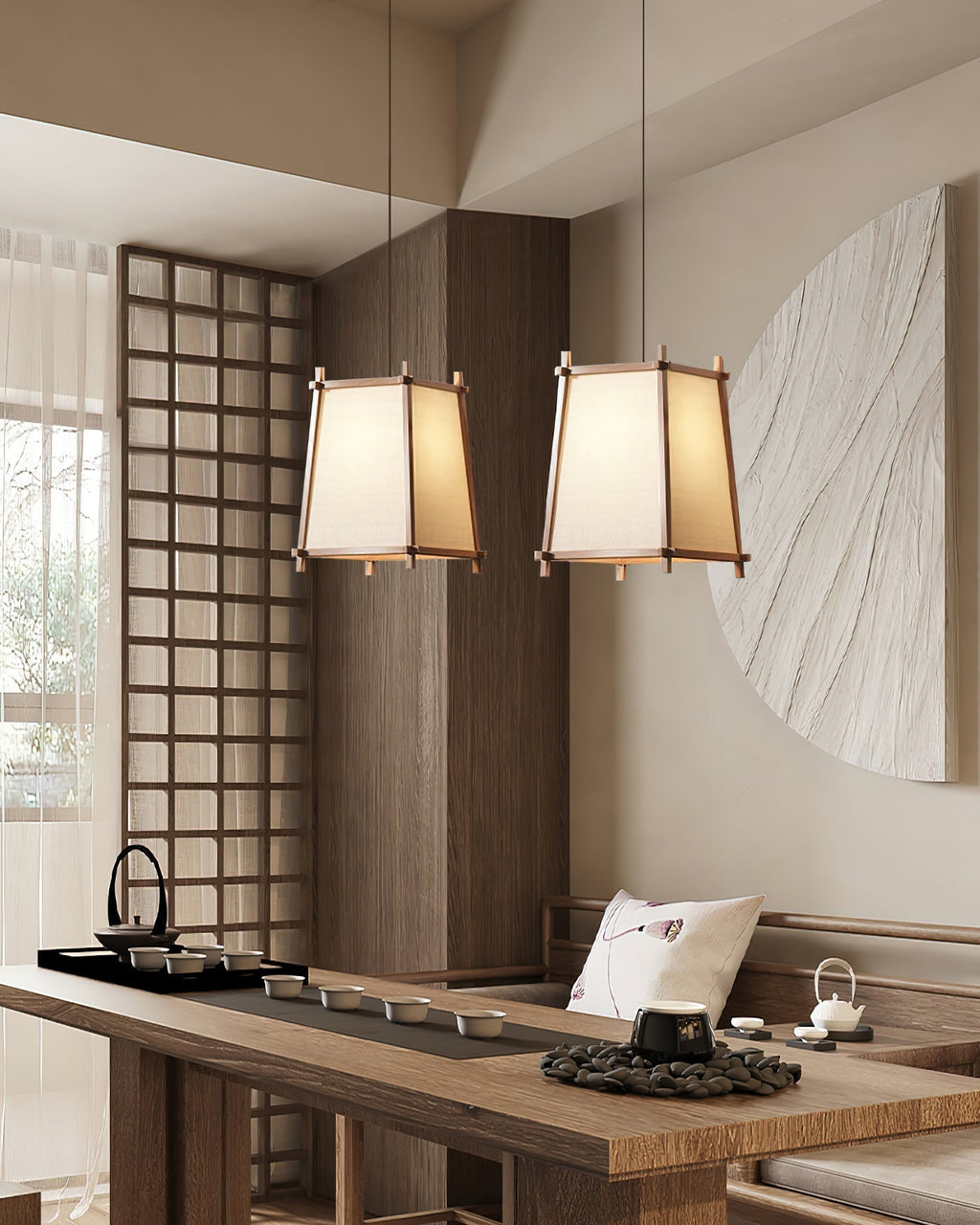 Suspension Calira Tissu Géométrique - Neutralighting