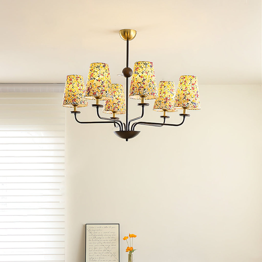 Siena Lustre Abat-jour en Tissu Floral Six Bras - Neutralighting
