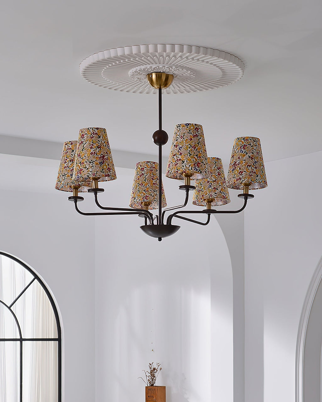 Siena Lustre Abat-jour en Tissu Floral Six Bras - Neutralighting