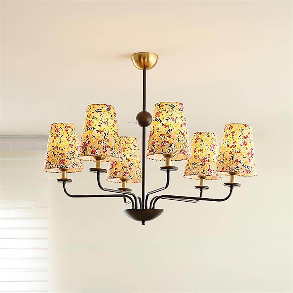 Siena Lustre Abat-jour en Tissu Floral Six Bras - Neutralighting