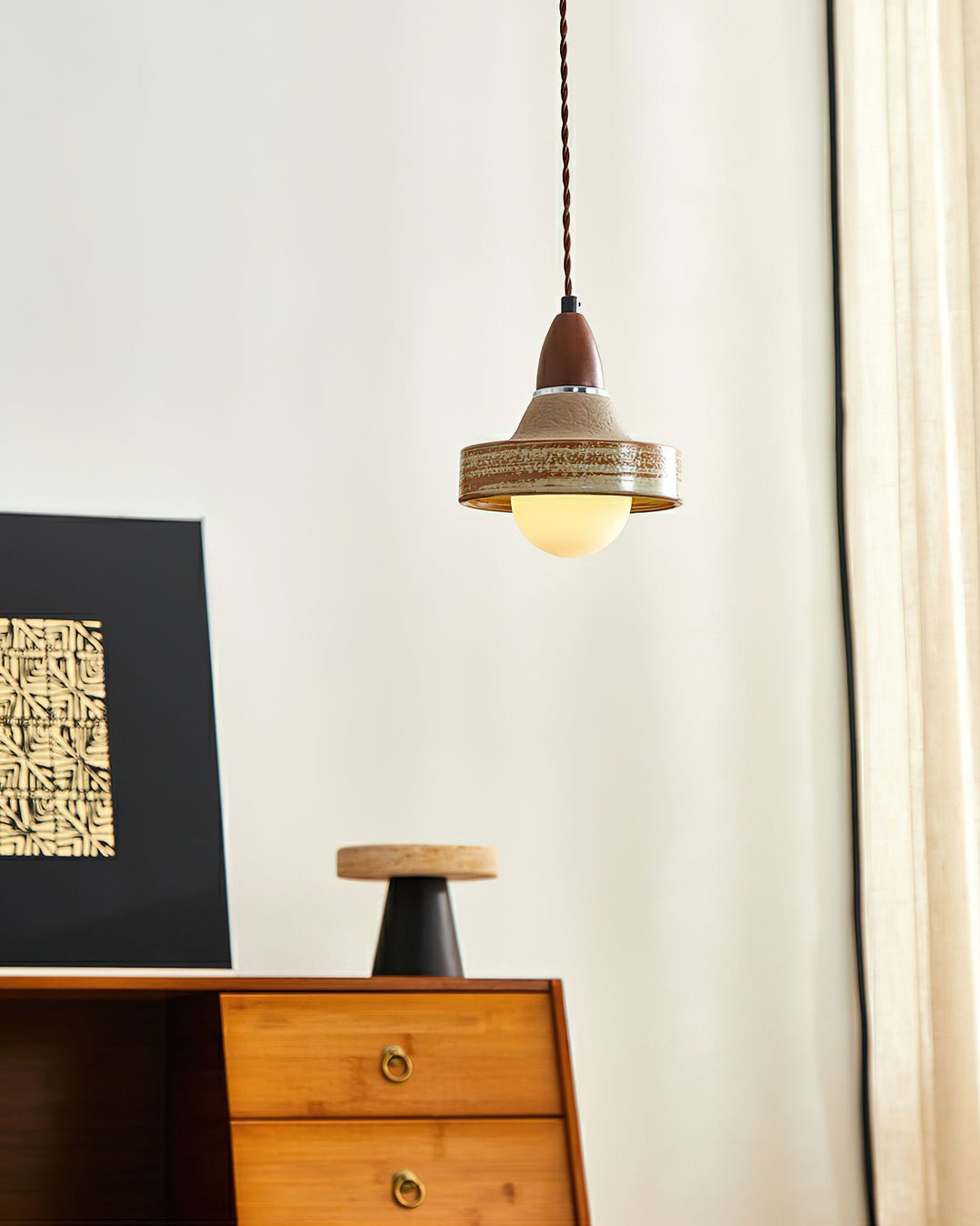 Sierra Lampe Suspendue Céramique Bois Art Nordique Premium - Neutralighting