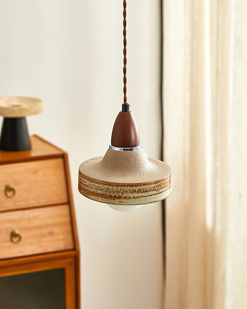 Sierra Lampe Suspendue Céramique Bois Art Nordique Premium - Neutralighting
