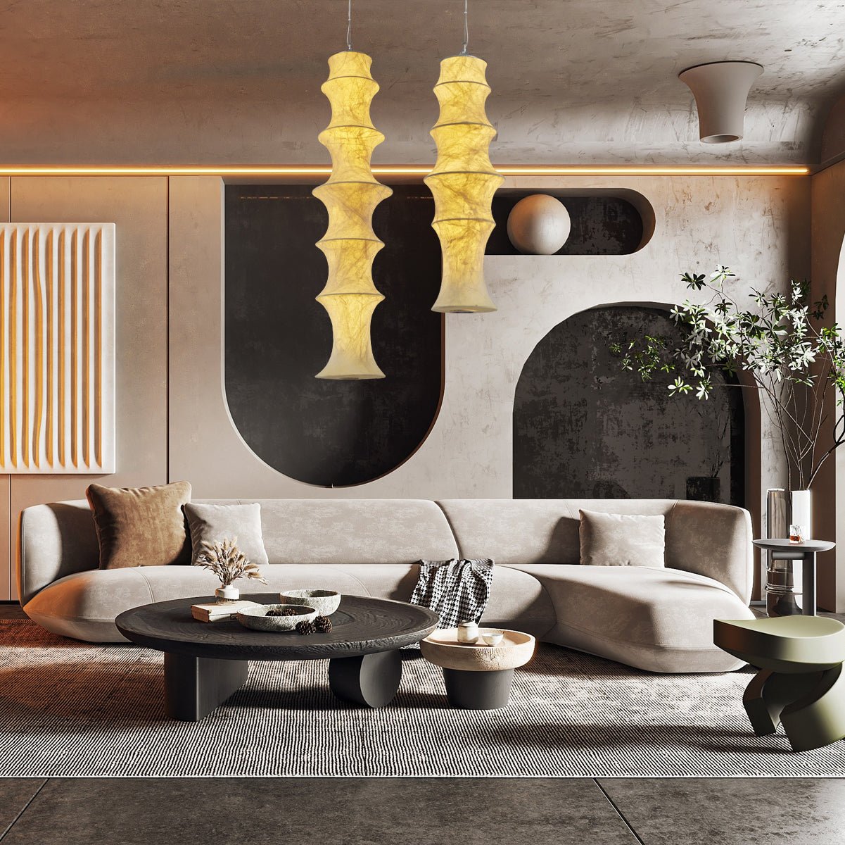 Elraeor Stratifié Mûrier Soie Suspension Lumière - Neutralighting