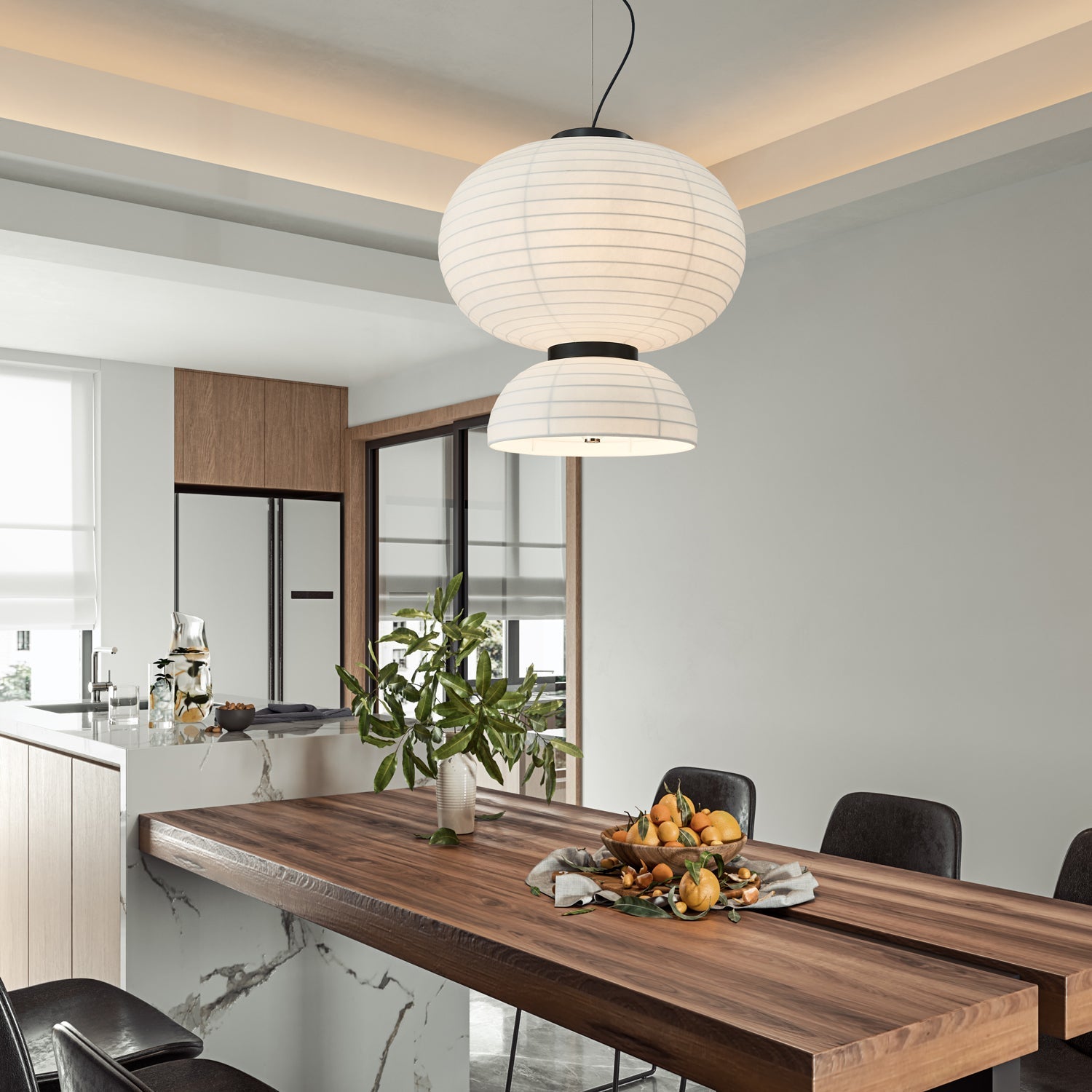 Uldoror Traditional Art Modern Silk Pendant Light - Neutralighting