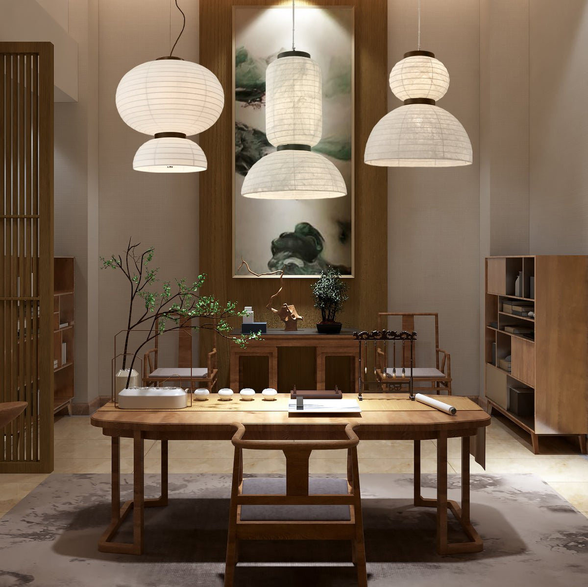Uldoror Traditional Art Modern Silk Pendant Light - Neutralighting