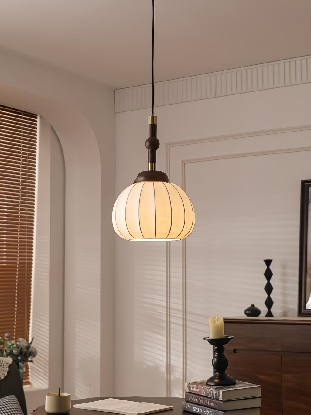 Solari Suspension en Bois et Soie Scandinave - Neutralighting
