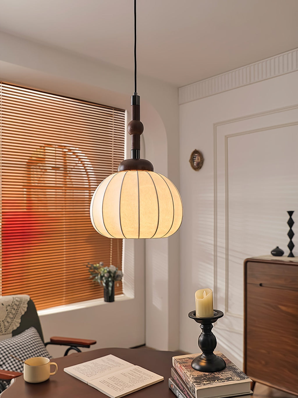 Solari Suspension en Bois et Soie Scandinave - Neutralighting