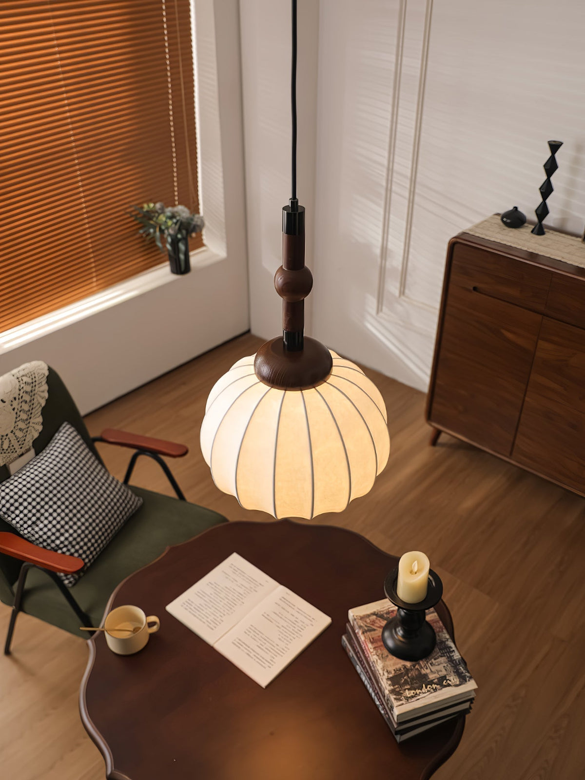 Solari Suspension en Bois et Soie Scandinave - Neutralighting