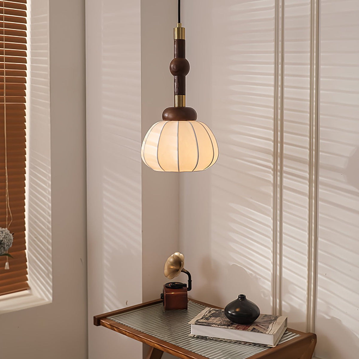 Solari Suspension en Bois et Soie Scandinave - Neutralighting