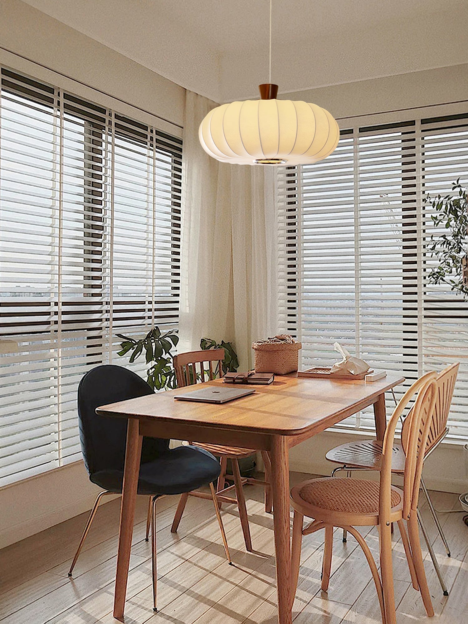 Solice Suspension Soie Bois Rétro - Neutralighting