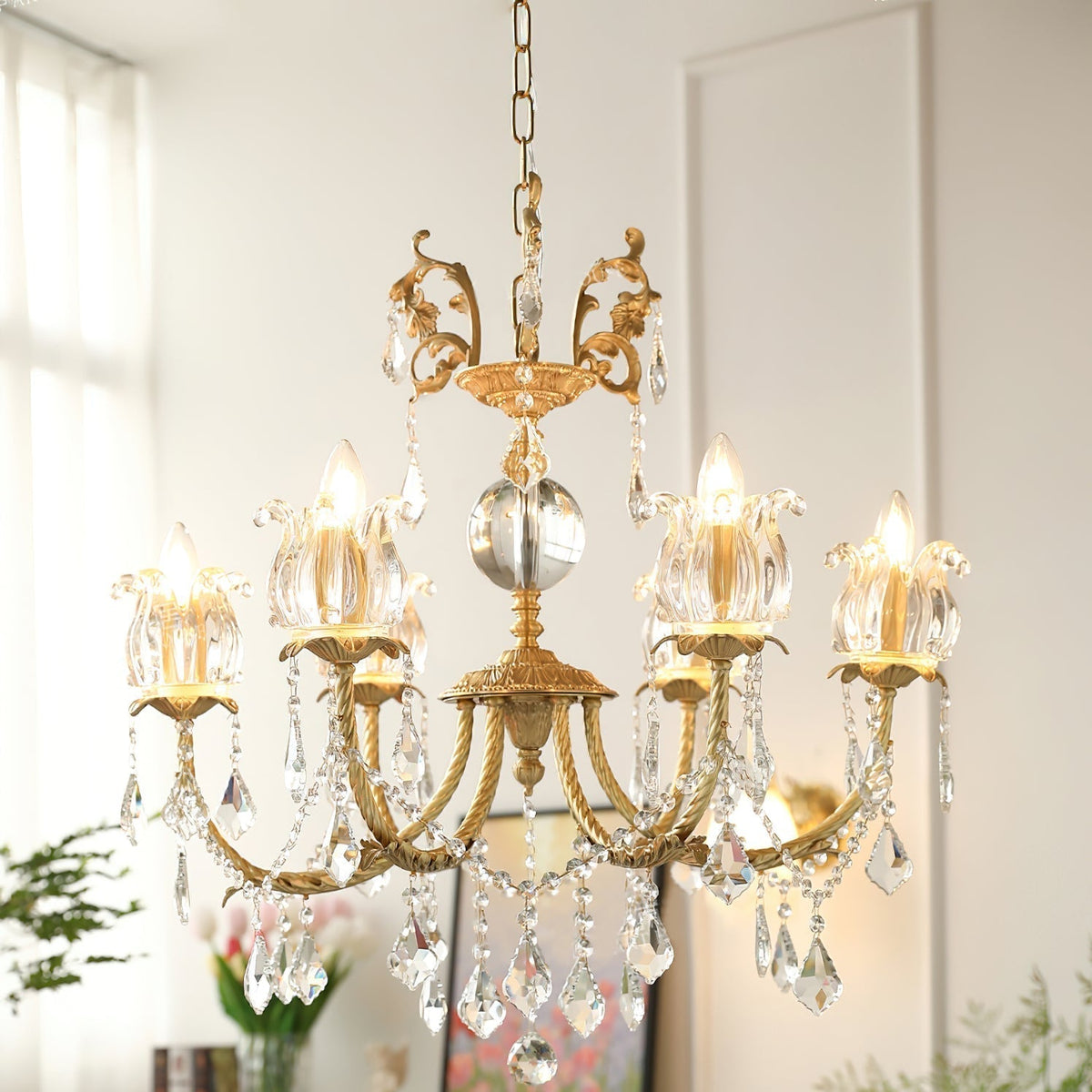Evynyra Lustre postmoderne de luxe en laiton et cristal - Neutralighting