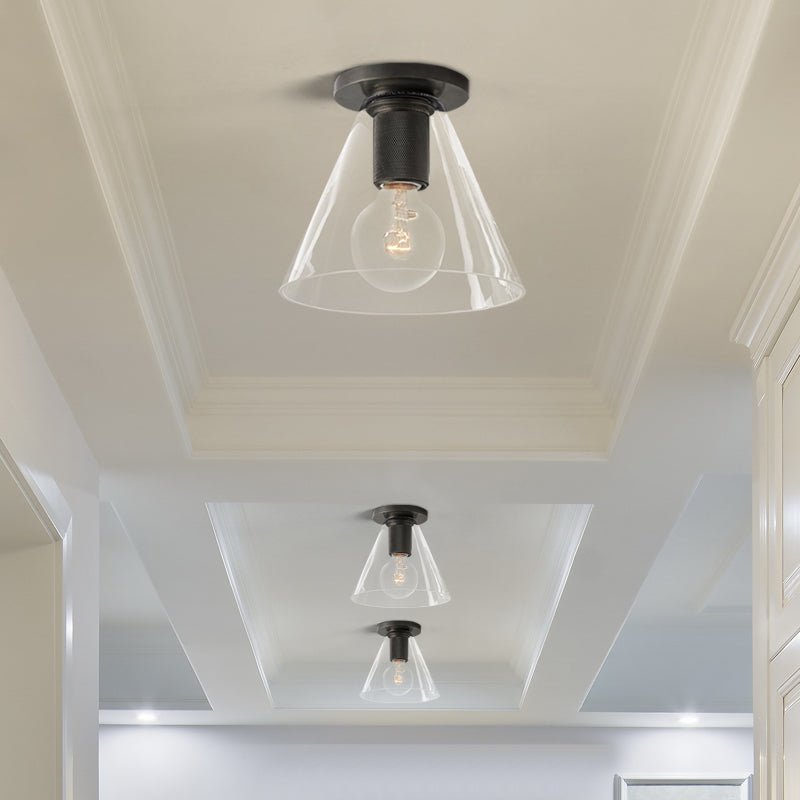 Solara Lumière de Plafond Conique en Verre et Laiton Industrielle - Neutralighting