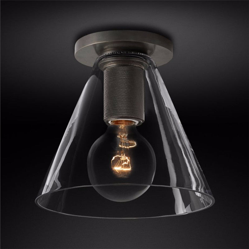 Solara Lumière de Plafond Conique en Verre et Laiton Industrielle - Neutralighting