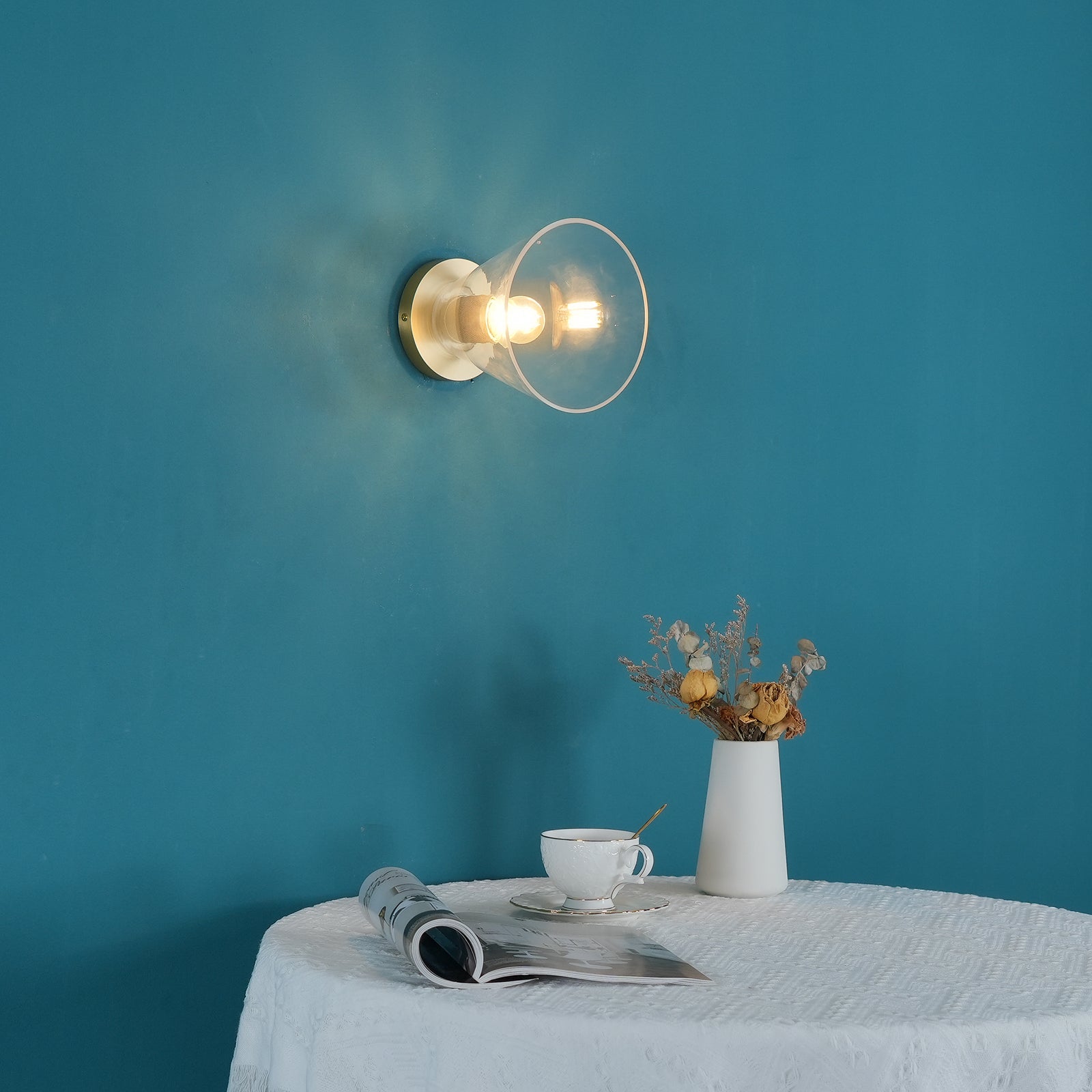 Solara Lumière de Plafond Conique en Verre et Laiton Industrielle - Neutralighting