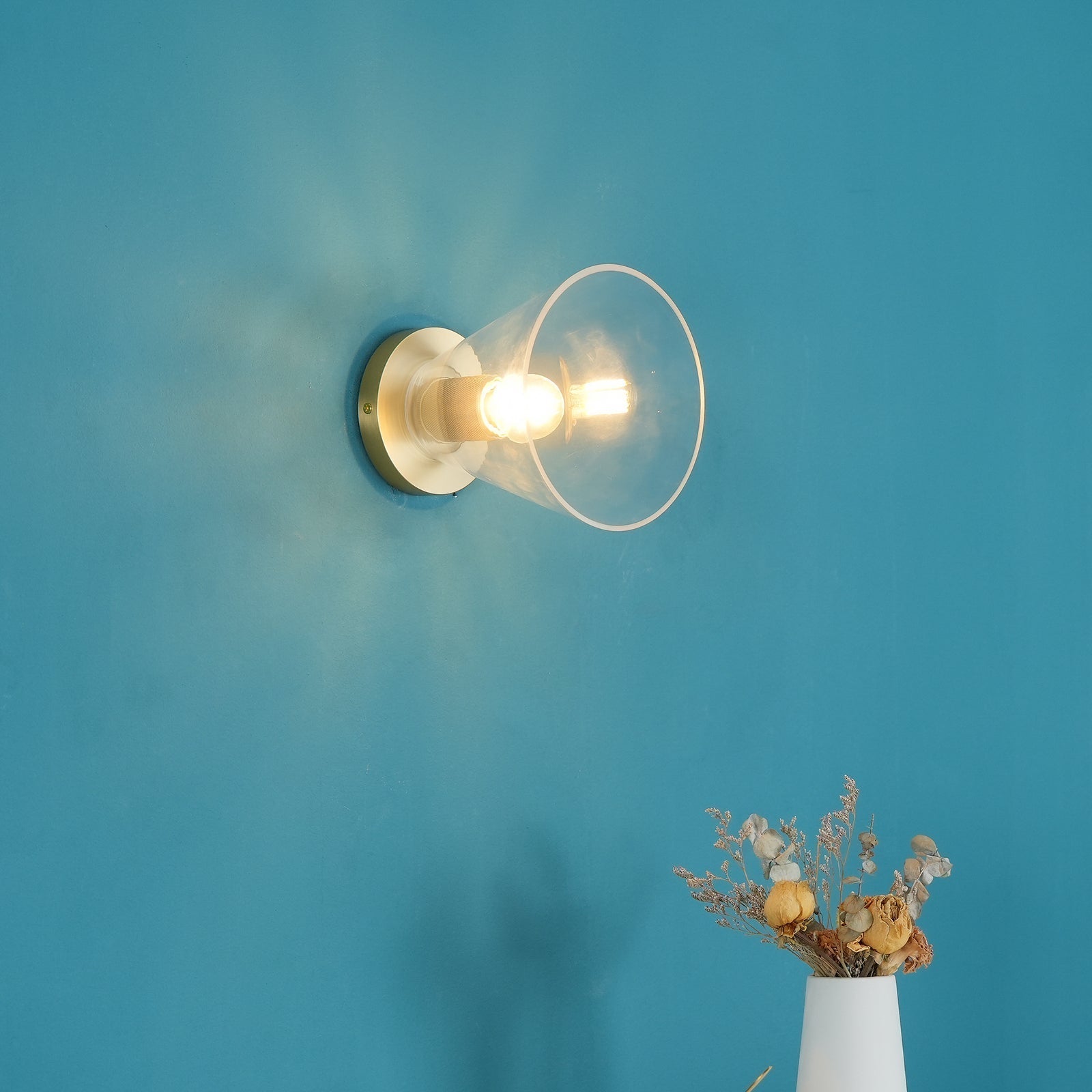 Solara Lumière de Plafond Conique en Verre et Laiton Industrielle - Neutralighting