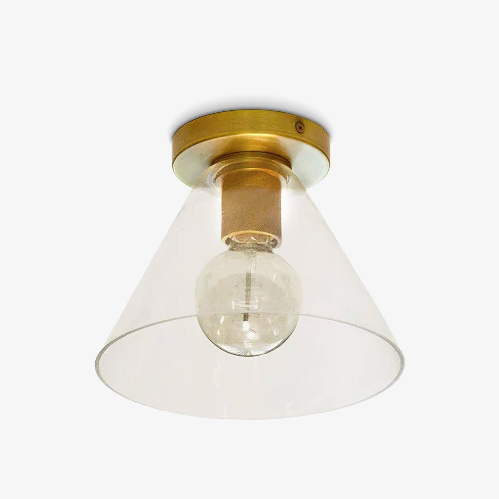 Solara Lumière de Plafond Conique en Verre et Laiton Industrielle - Neutralighting