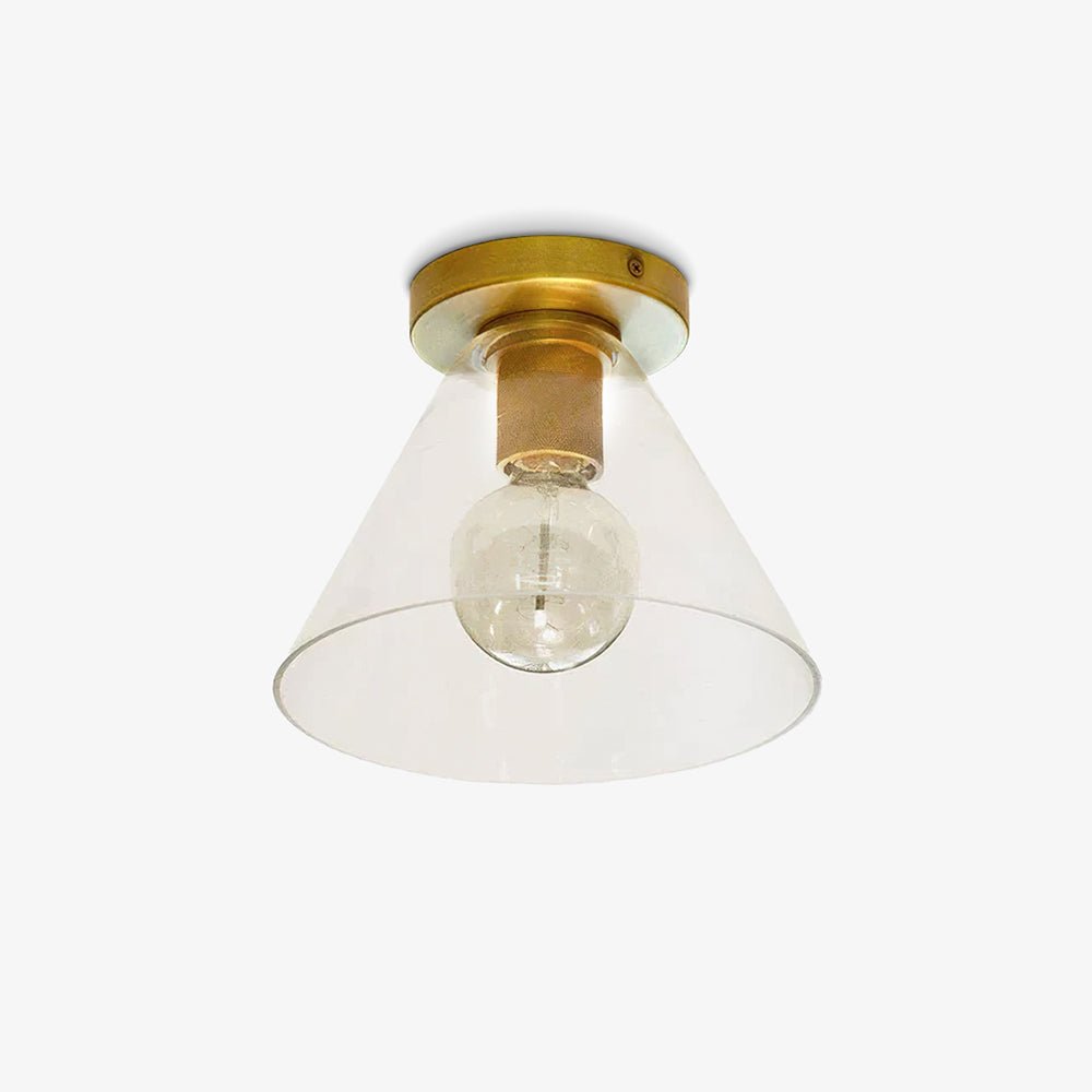 Solara Lumière de Plafond Conique en Verre et Laiton Industrielle - Neutralighting