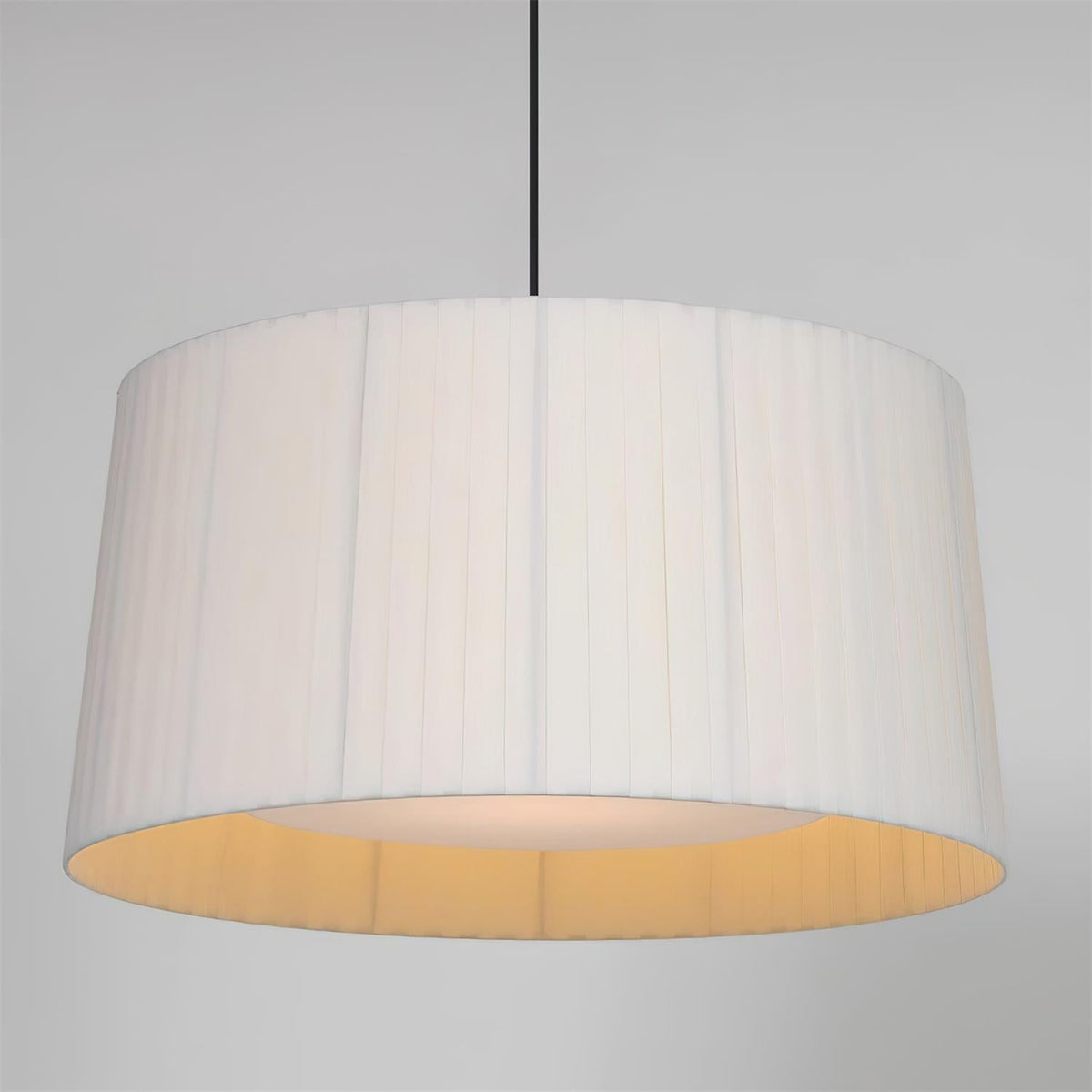 Drum Lampe Pendante Abat-jour en Tissu Pliée Noir Minimaliste Classique - Neutralighting