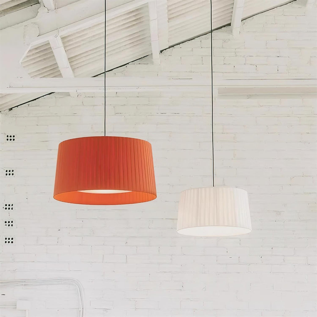 Drum Lampe Pendante Abat-jour en Tissu Pliée Noir Minimaliste Classique - Neutralighting