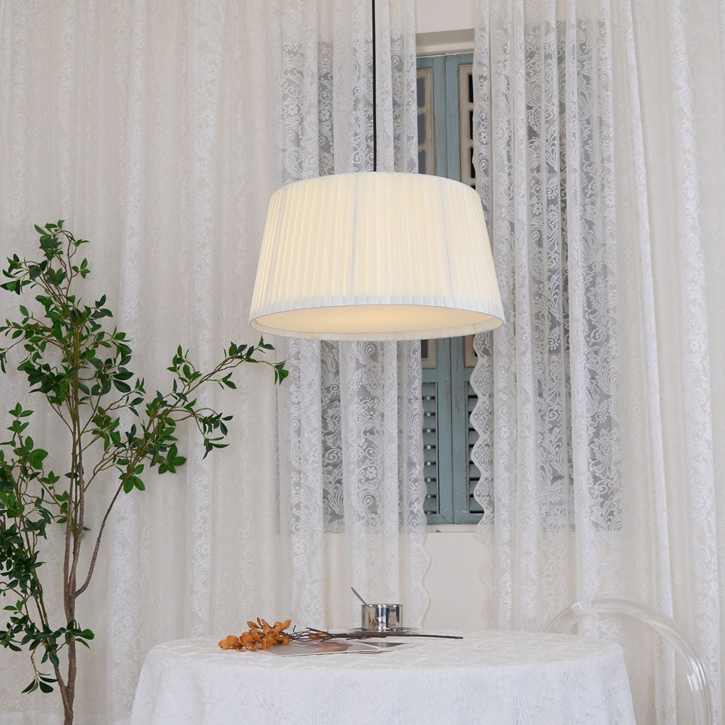 Drum Lampe Pendante Abat-jour en Tissu Pliée Noir Minimaliste Classique - Neutralighting