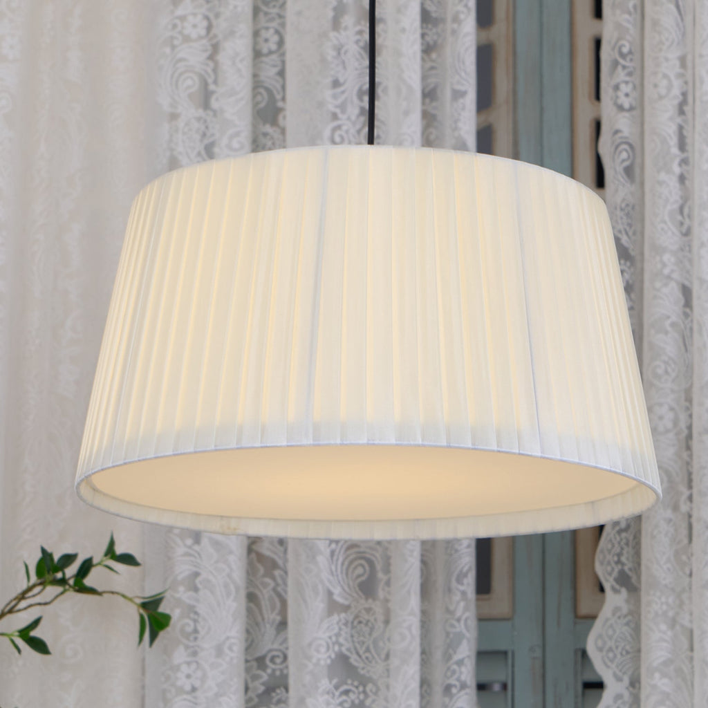 Drum Lampe Pendante Abat-jour en Tissu Pliée Noir Minimaliste Classique - Neutralighting