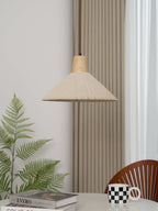 Suspension Bois Dessus Texturé Ciment Abat-jour Gris Naturel Japandi - Neutralighting