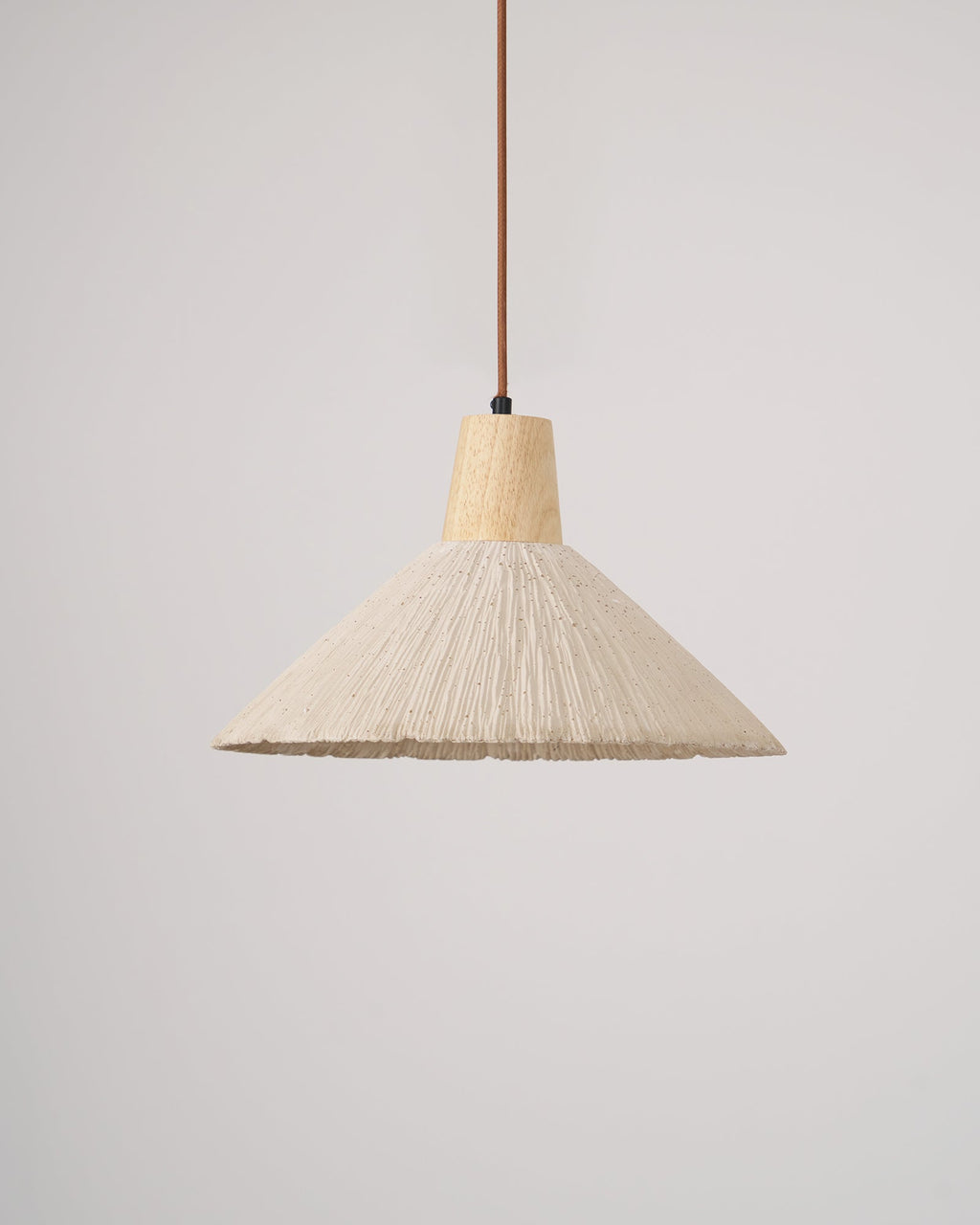 Suspension Bois Dessus Texturé Ciment Abat-jour Gris Naturel Japandi - Neutralighting