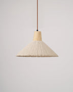 Suspension Bois Dessus Texturé Ciment Abat-jour Gris Naturel Japandi - Neutralighting