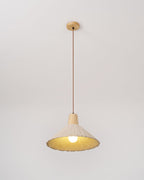 Suspension Bois Dessus Texturé Ciment Abat-jour Gris Naturel Japandi - Neutralighting