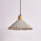 Suspension Bois Dessus Texturé Ciment Abat-jour Gris Naturel Japandi - Neutralighting