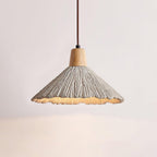 Suspension Bois Dessus Texturé Ciment Abat-jour Gris Naturel Japandi - Neutralighting