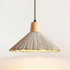 Suspension Bois Dessus Texturé Ciment Abat-jour Gris Naturel Japandi - Neutralighting
