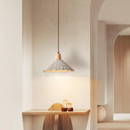 Suspension Bois Dessus Texturé Ciment Abat-jour Gris Naturel Japandi - Neutralighting