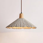 Suspension Bois Dessus Texturé Ciment Abat-jour Gris Naturel Japandi - Neutralighting