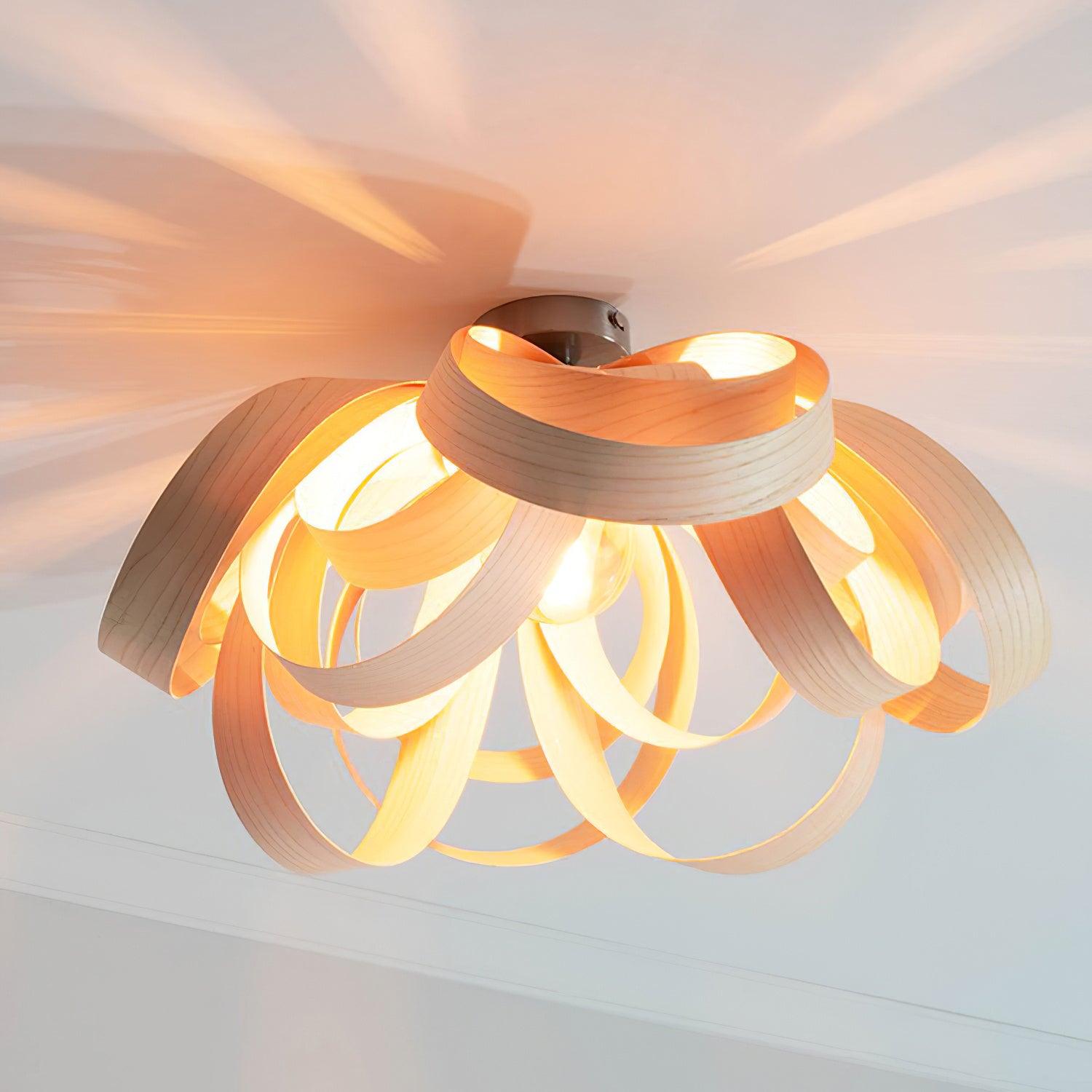 Veylo Lustra Plafonnier Ruban en Bois Élégant - Neutralighting