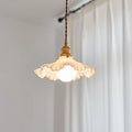 Iris Lampe Pendante Verre Abat-jour Volant Laiton - Neutralighting