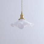 Iris Lampe Pendante Verre Abat-jour Volant Laiton - Neutralighting