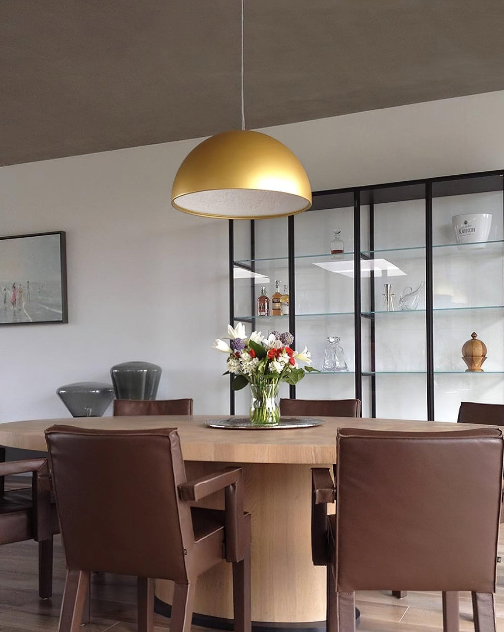 Lampe Pendante Dôme Noir avec Intérieur en Plâtre Embossé Élégant - Neutralighting
