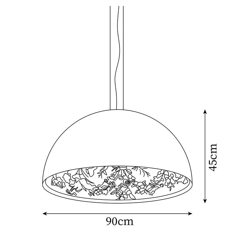 Lampe Pendante Dôme Noir avec Intérieur en Plâtre Embossé Élégant - Neutralighting