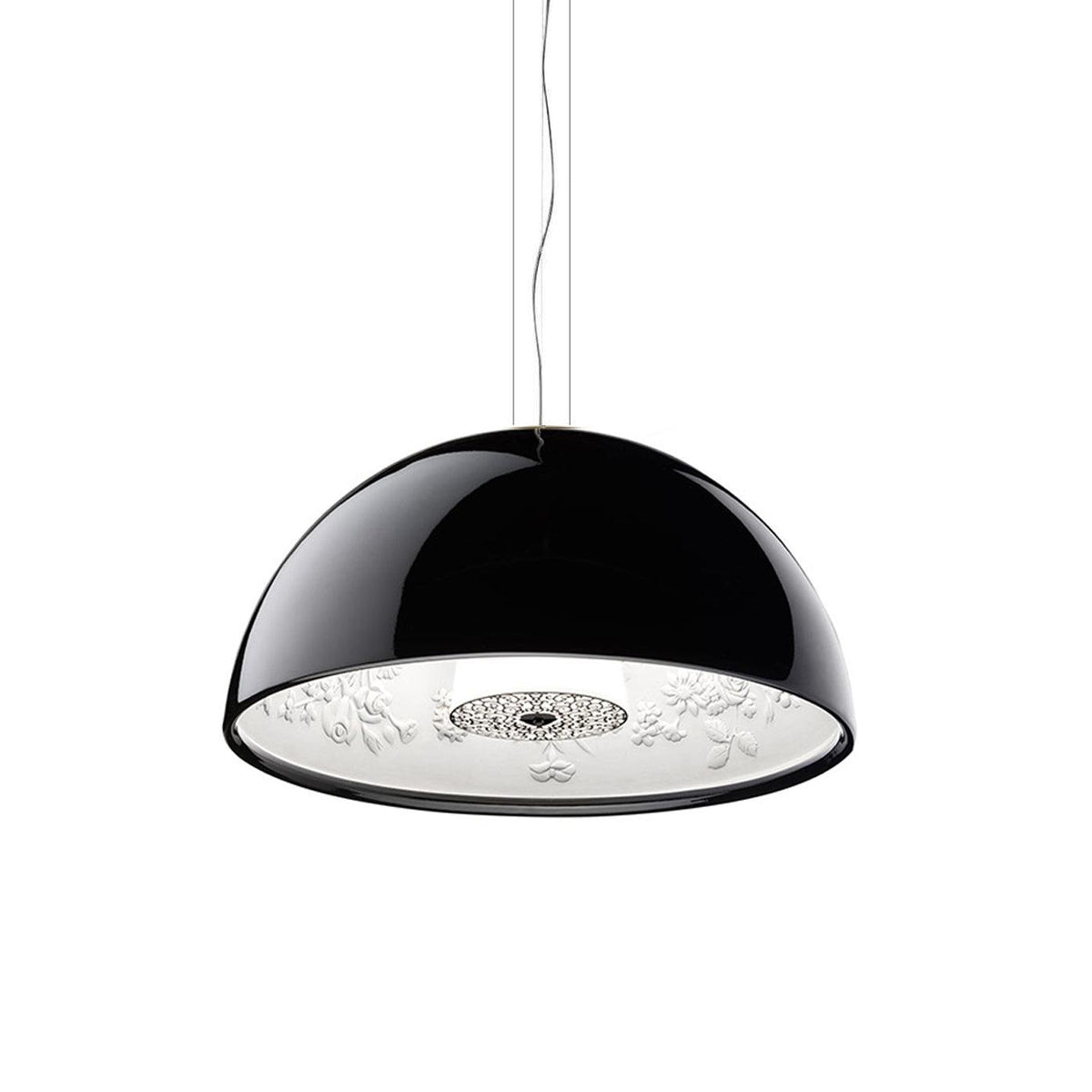 Lampe Pendante Dôme Noir avec Intérieur en Plâtre Embossé Élégant - Neutralighting