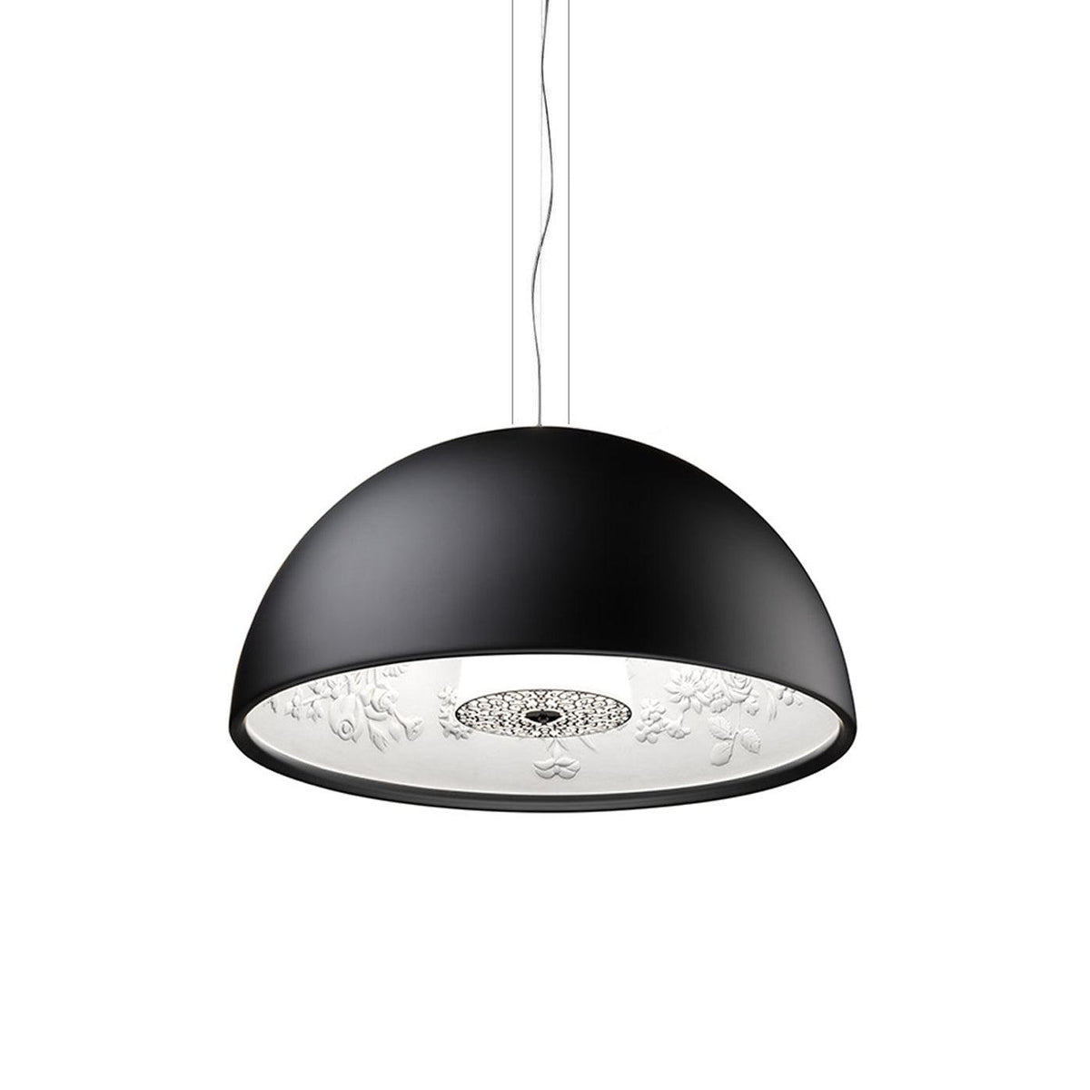 Lampe Pendante Dôme Noir avec Intérieur en Plâtre Embossé Élégant - Neutralighting